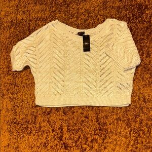 2B Bebe Cream Chevron Knit Crop Top